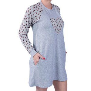 Nightdress long sleeve light gray soft